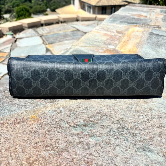 Gucci Black and Gray Monogram Clutch- Vintage Gucci Ophelia in rare color - Picture 8 of 12